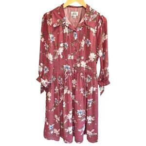 Unique Vintage Antique Floral Midi Dress - size Medium